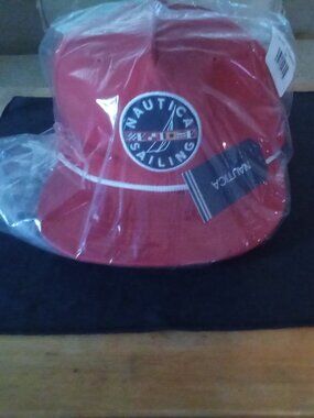 Nautica Sailing Logo Snapback 5 Panel Hat Red ,White ,Blue O/SZ